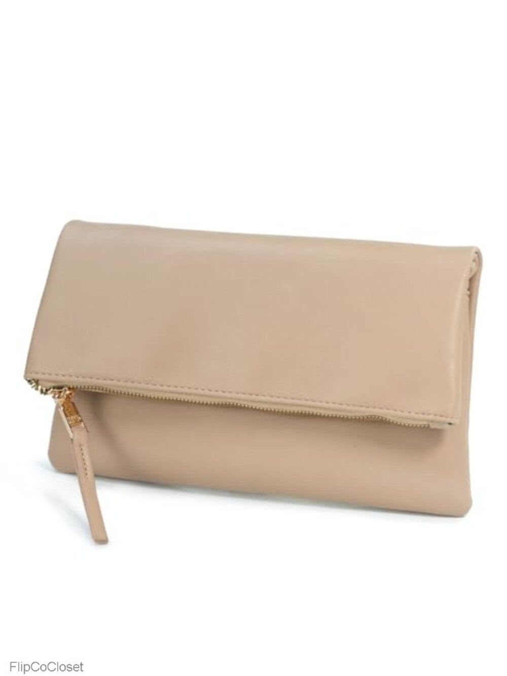 Vegan Leather Foldover Clutch Crossbody Bag with Chain Strap